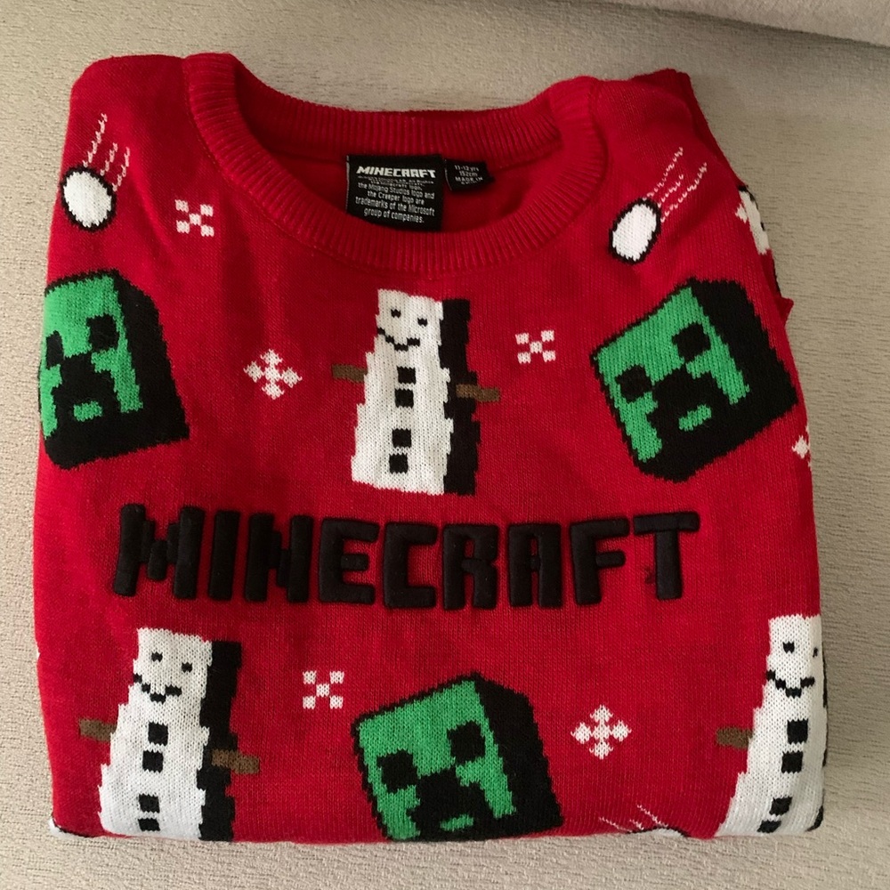 Minecraft Red Holiday Sweater